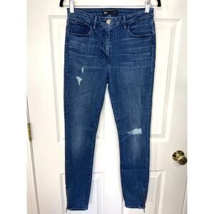 3x1 NYC Women Designer Denim Skinny Leg Blue Jeans Ankle Zip Edgy Grunge Punk